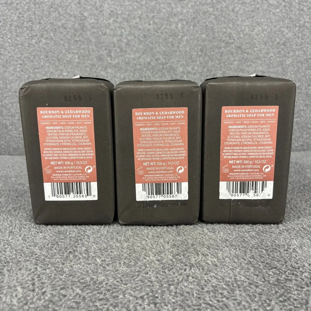 3x Castelbel Soap Bar Men Bourbon Cedarwood Triple Milled Limited Edition 10 oz